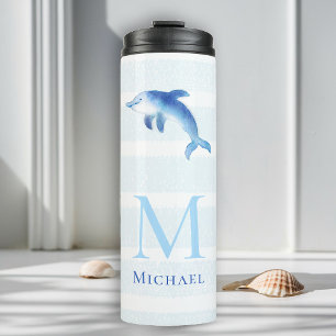 Dolphin Stripes Monogram Strand Nautische Waterver Thermosbeker