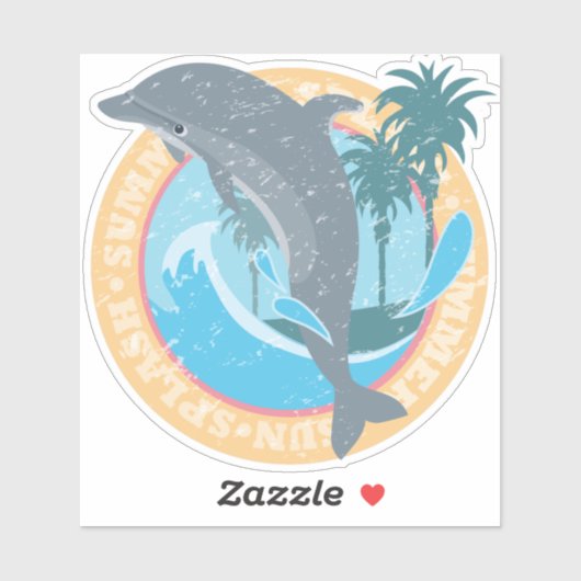 Dolphin Summer Splash Graphic Sticker (Vel)