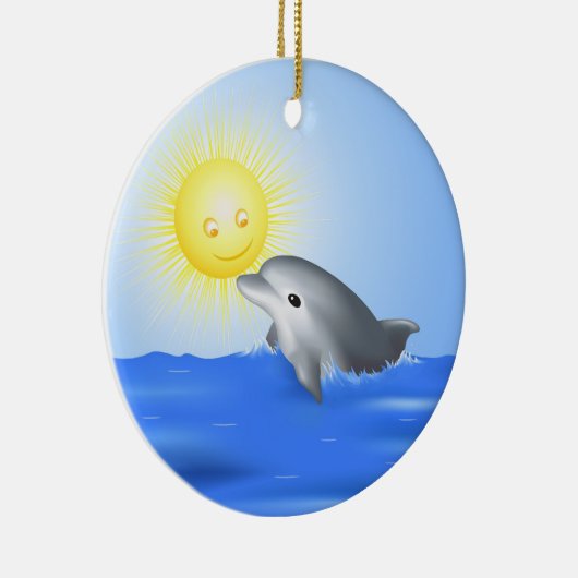 Dolphin & Sun Keramisch Ornament (Rechts)