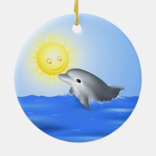 Dolphin & Sun Keramisch Ornament (Achterkant)
