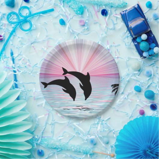 Dolphin Sunset Papieren Bordje (Feest)
