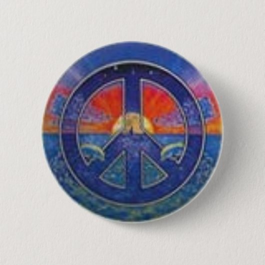 Dolphin Sunset Peace Ronde Button 5,7 Cm (Voorkant)
