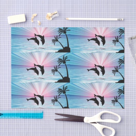 Dolphin Sunset Tissue Paper Tissuepapier (Craft)