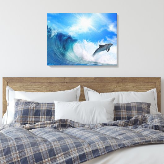 Dolphin Surf Canvas Afdruk (Insitu (Slaapkamer))