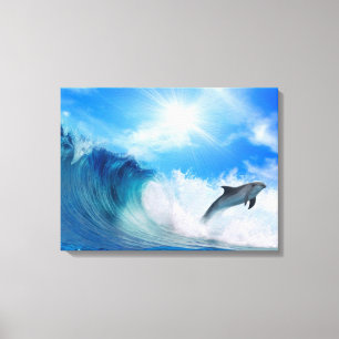 Dolphin Surf Canvas Afdruk