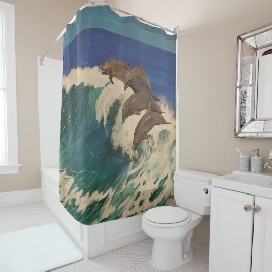 Dolphin Surfing Douchegordijn (In situ)