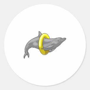 Dolphin Swimming Lifebuoy Ronde Sticker