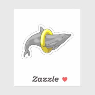 Dolphin Swimming Lifebuoy Sticker