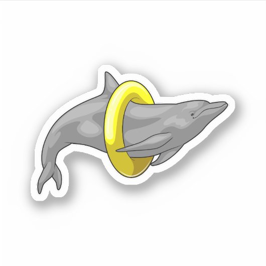 Dolphin Swimming Lifebuoy Sticker (Voorkant)