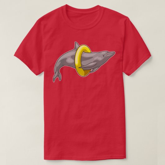 Dolphin Swimming Lifebuoy T-shirt (Design voorkant)