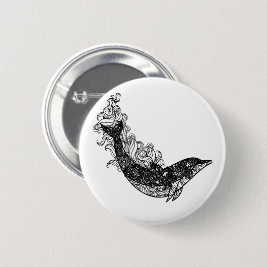 Dolphin Swimming Ronde Button 5,7 Cm (Voorkant /achterkant)