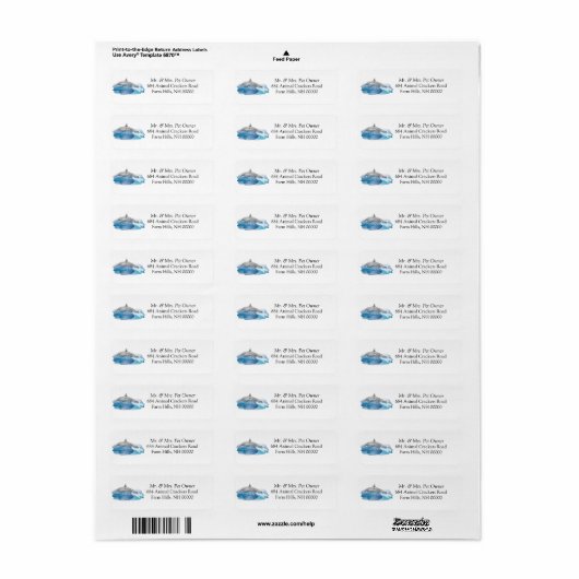 Dolphin Theme Return Address Labkers Etiket (Full Sheet)