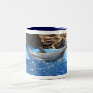 Dolphin Tricks Coffee Cup Tweekleurige Koffiemok
