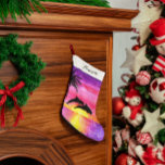 Dolphin Tropical Paradise Personalized Stocking Kleine Kerstsok<br><div class="desc">Voor degenen die NIET dromen van een witte kerst,  is deze voorraad een grote herinnering aan beachy feestdagen. Personaliseer met OM HET EVEN WELKE naam.</div>