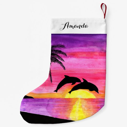 Dolphin Tropical Paradise Personalized Stocking Kleine Kerstsok (Achterkant)