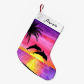 Dolphin Tropical Paradise Personalized Stocking Kleine Kerstsok (Voorkant (Hangend))