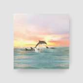 Dolphin Tropical Sunset | Waterverf Kustkust Canvas Afdruk