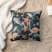 Dolphin Turtle Marine Life Coastal Nursery Decor  Kussen (Deken)