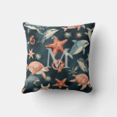 Dolphin Turtle Marine Life Coastal Nursery Decor  Kussen (Achterkant)