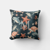 Dolphin Turtle Marine Life Coastal Nursery Decor  Kussen (Voorkant)