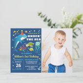 Dolphin Turtle under the Zee Boy Birthday Foto Kaart (Staand voorkant)