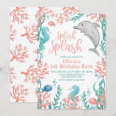Dolphin Verjaardagsuitnodiging Onder de Zee Kaart (Voorkant / Achterkant)