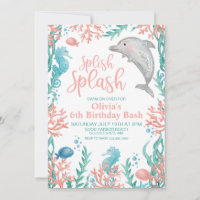Dolphin Verjaardagsuitnodiging Onder de Zee