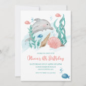 Dolphin Verjaardagsuitnodiging Onder de Zee Kaart (Voorkant)