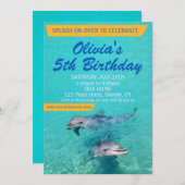 Dolphin-verjaardagsuitnodiging Pool-uitnodiging Kaart (Voorkant / Achterkant)