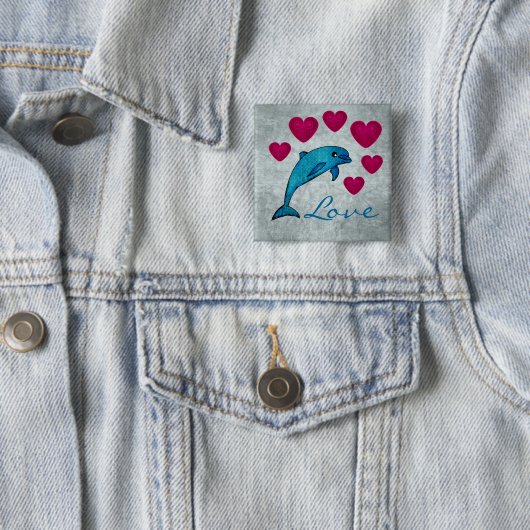 Dolphin Vierkante Button 5,1 Cm (In situ)