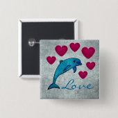 Dolphin Vierkante Button 5,1 Cm (Voorkant /achterkant)