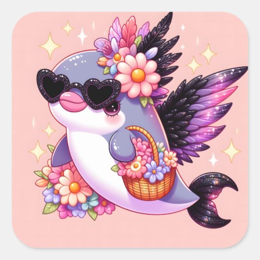 Dolphin Vierkante Sticker (Voorkant)