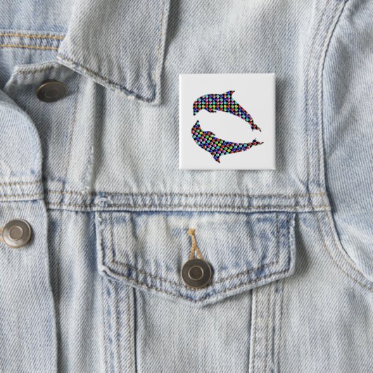 DOLPHIN-visdierwild NVN97 NavINjoshi FUN Vierkante Button 5,1 Cm (In situ)