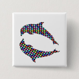DOLPHIN-visdierwild NVN97 NavINjoshi FUN Vierkante Button 5,1 Cm