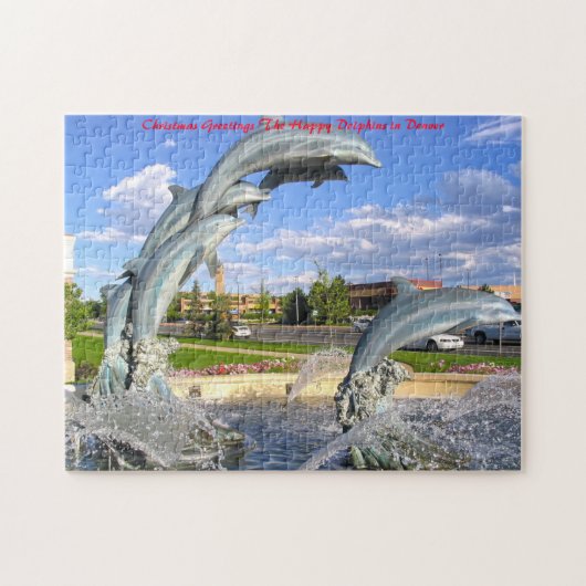 Dolphin Water Statue Denver. kerstcadeautjes Legpuzzel (Horizontaal)