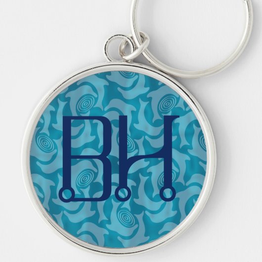 Dolphin Waters Blue Monogram Sleutelhanger (Voorkant)