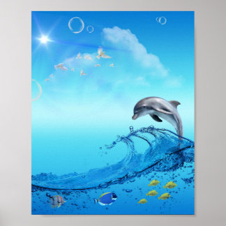 Dolphin Wave Frutiger Aero Poster