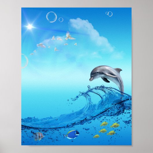 Dolphin Wave Frutiger Aero Poster (Voorkant)