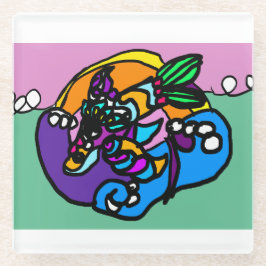 Dolphin wave glazen onderzetter