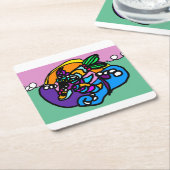 Dolphin wave kartonnen onderzetters (Schuin)