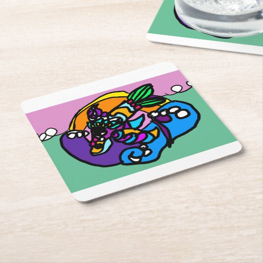 Dolphin wave kartonnen onderzetters (Schuin)