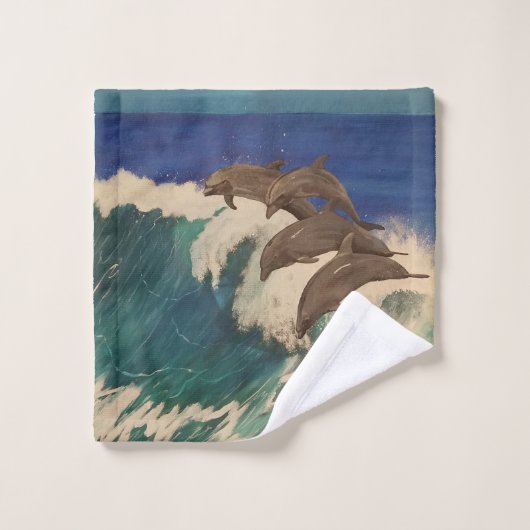 Dolphin Waves Bad Handdoek (Wasdoekje)
