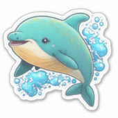 Dolphin with water bubbles cute sea animal sticker (Voorkant)