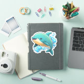 Dolphin with water bubbles cute sea animal sticker (iPad Cover)