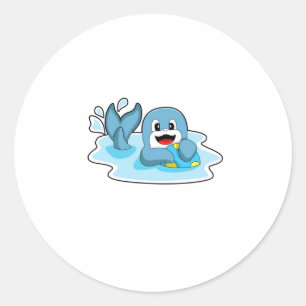 Dolphin with Water polo Ronde Sticker