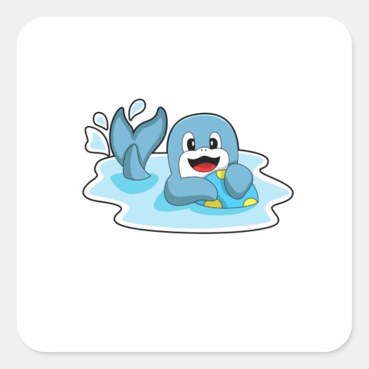 Dolphin with Water polo Vierkante Sticker (Voorkant)