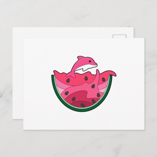 Dolphin with Watermelon Briefkaart (Voorkant / Achterkant)