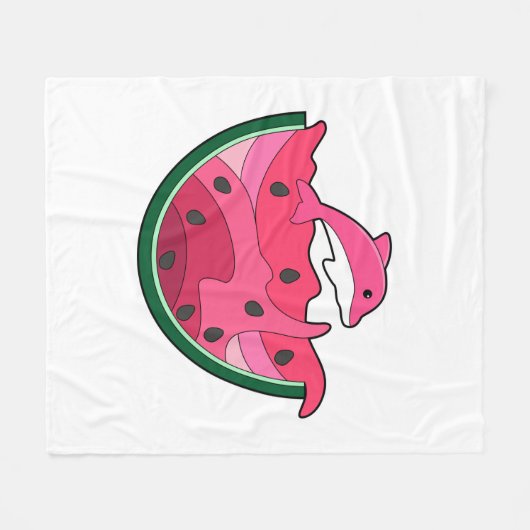 Dolphin with Watermelon Fleece Deken (Voorkant (Horizontaal))