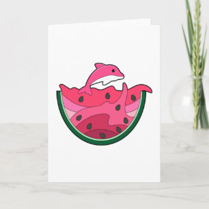 Dolphin with Watermelon Kaart