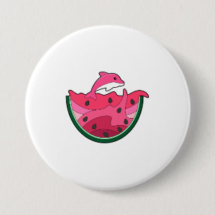 Dolphin with Watermelon Ronde Button 7,6 Cm